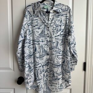 True Destinations Nautical Sailboat Button Down